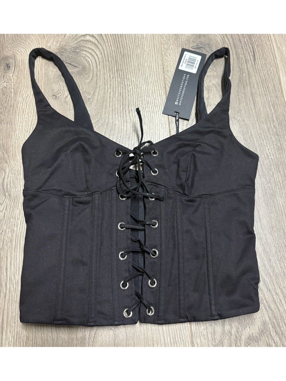 White Fox Boutique Take Flight Bustier Size XS Black NWT